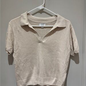 J. Crew Factory Cream Relaxed Linen-Blend Polo Shirt